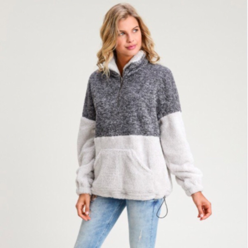 Fuzzy Color Block Sweater